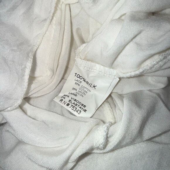 Made in Italy 100% Silk Lace Boho Blouse Sheer Bell Sleeve Peasant Top Romantic - Picture 15 of 15